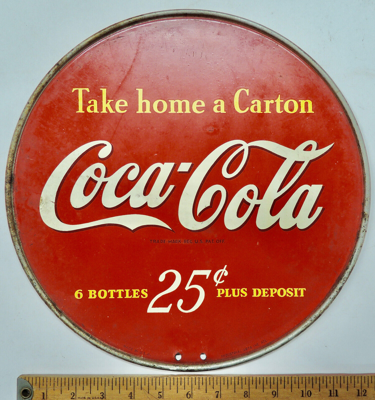 Take Home A Carton Coca Cola 6 Bottles $0.25 Antique Metal Coke Sign