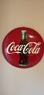 COCA-COLA 36” Coke BUTTON SIGN C1950 ORIGINAL METAL Advertising Merch A-M 4-51 !