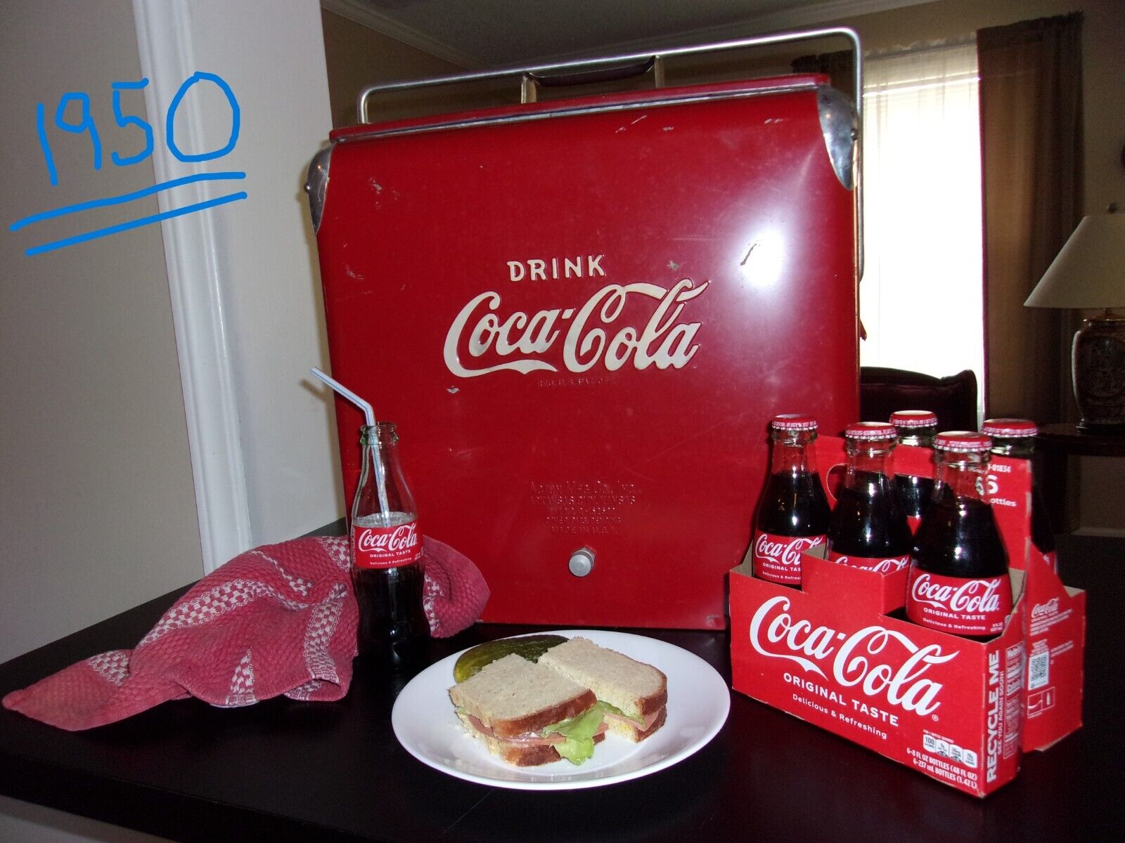 1949-50 Vintage Acton Coca-Cola Cooler + Box + Documentation + Lunch Set