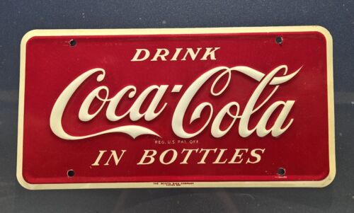 ORIGINAL COCA COLA SIGN SCIOTO SIGN CO BOOSTER LICENSE PLATE EMBOSSED SODA SIGN