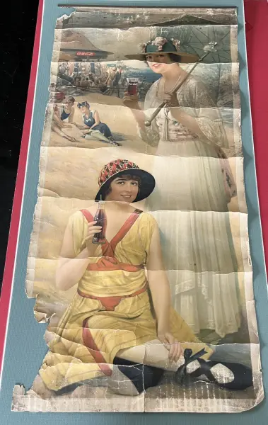 Antique and extremely RARE 1918 Coca-Cola Calendar Beach Scene 2 Girls