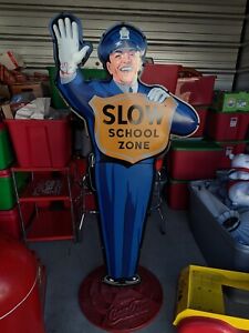 School Crossing Guard with Embossed Metal Base Coca Cola