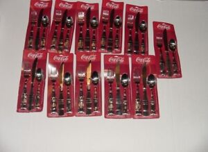 GIBSON - COCA COLA - 3 PIECE CONTOUR BOTTLE FLATWARE SILVERWARE - 11 SETS - NOC
