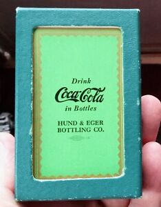 RARE 1930s COCA-COLA "Hund & Eger" GREEN PLAYING CARDS in BOX...St Joseph..NICE!