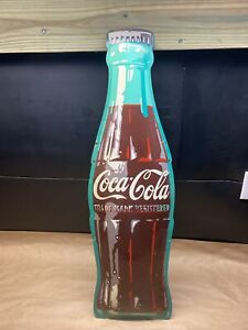 Vintage Painted 50-60’s? COCA COLA 3 FOOT DIE-CUT EMBOSSED BOTTLE SIGN Signed AM