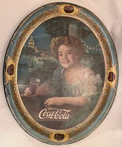 Vtg 1904 St Louis Worlds Fair Coca Cola COKE Tin Litho Serving Tray H D Beach Co
