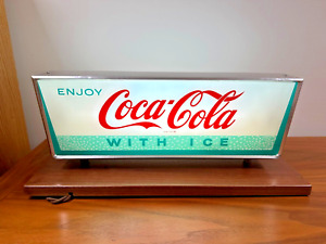 Vintage Coca-Cola dual sided lighted sign with custom walnut base, restored