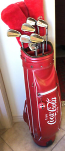 NICE Coca Cola Golf Club Set Complete Coke Embroidered Leather Vinyl Bag VTG