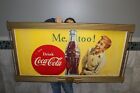 Large 62" Vintage 1957 Coca Cola Soda Pop W/ Kay Displays Wood Frame 2 Side Sign