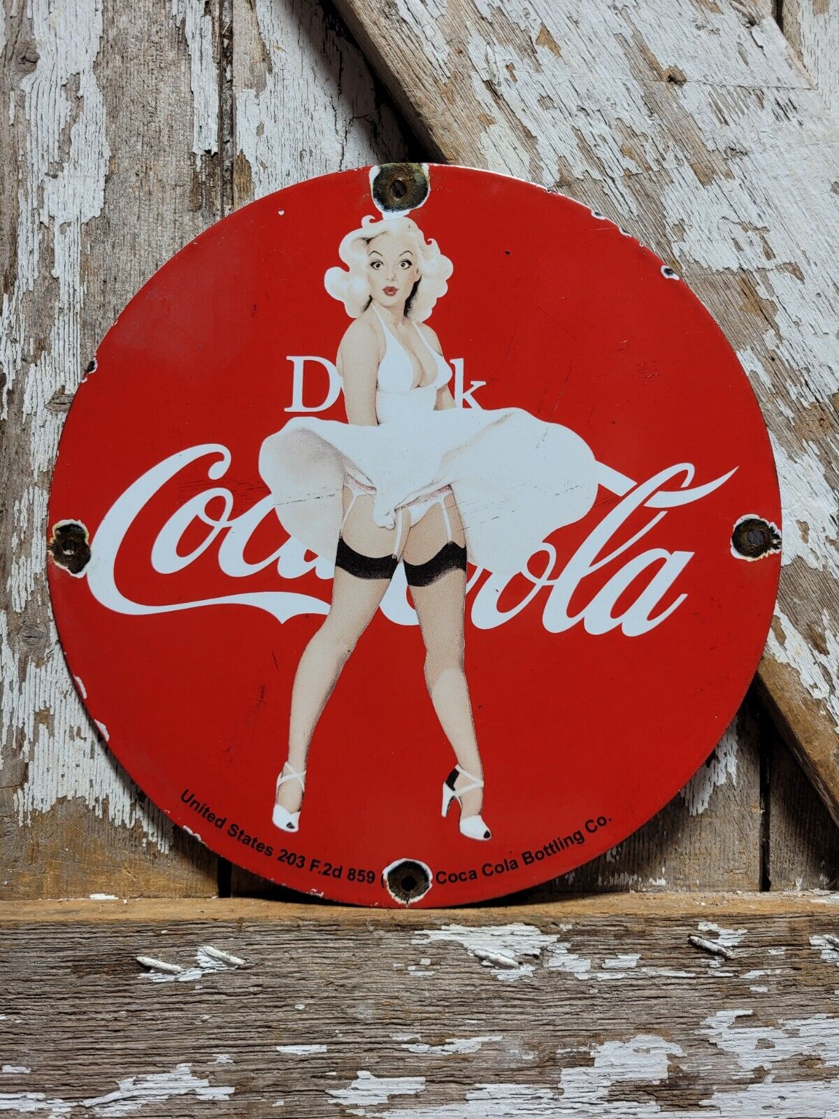 VINTAGE COCA COLA PORCELAIN SIGN SODA POP ADVERTISING COKE MARILYN MONROE WOMAN
