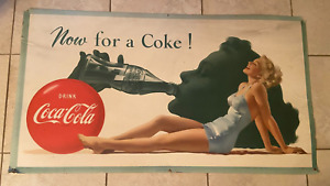 1951 COCA COLA 20 x36 CARDBOARD ORIGINAL PINUP GIRL