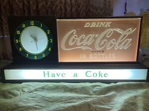 Vintage 1950's Coca Cola Fountain Counter  lighted Clock