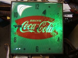 Coca Cola PAM Bulb Clock Fishtail Lighted 1950s Working