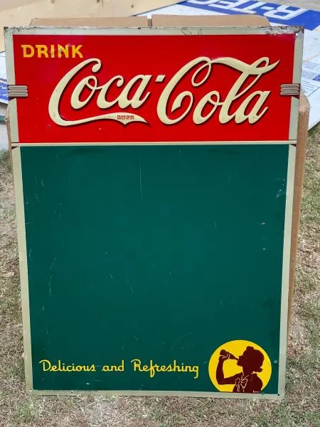 Vintage Original Metal Drink Coca Cola Chalk Board Sign AMERICA ART WORKS 1939