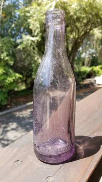 RARE 1905-1925 8" COCA COLA SODA BOTTLE AMETHYST, SAN FRANCISCO, CAL.