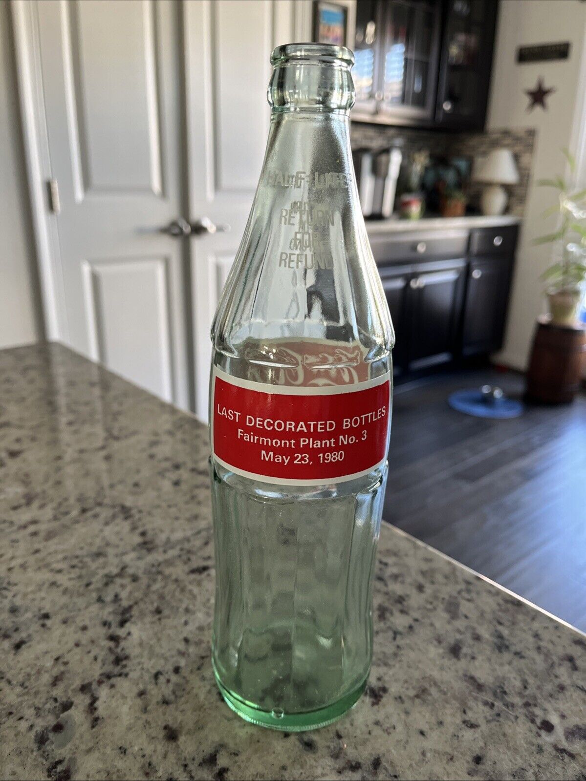 1980 COCA COLA Bottle Fairmont WV LAST DECORATED BOTTLE 16.9 Oz Owens-Illinois