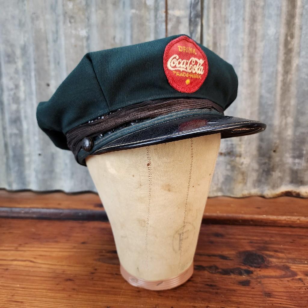 1940s Vintage COCA COLA Brimmed Hat  SIZE 7 1/4 Uniform 8 Point W/PATCH Sign
