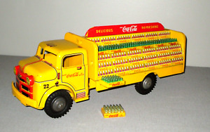 1956- MARX- COCA-COLA DELIVERY TRUCK W BOTTLE CASES- TIN PRESSED STEEL TOY-17"