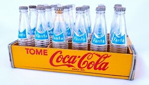 Fanta Mini 3" Coca Cola Tray Bottles with Metal Caps Vintage RARE + Chamaca