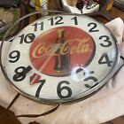 Vintage 14 1/2 Inch Coca Cola Advertising Clock For Parts or repair Read Descrip