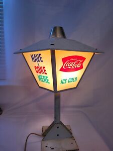 Rare 1960's Coca Cola Sign 4 Sided Rotating Light Display on Metal Stand!