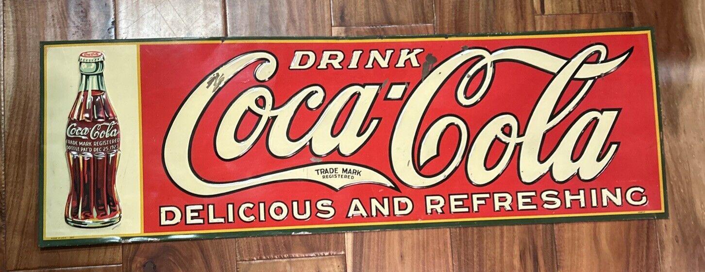 1929 Drink Coca-Cola Advertising Tin Sign