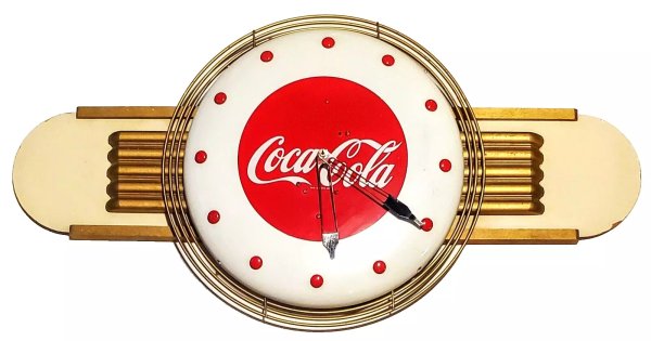 Vintage 1940's Coca Cola Art Deco Style Coke Diner Clock 36"
