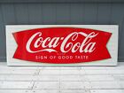 Vintage Coca-Cola Porcelain Fishtail Sled Soda Sign 68x24 Country/ General Store