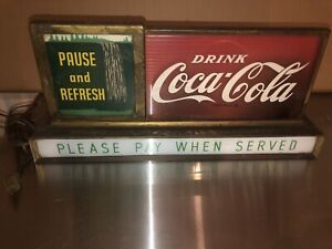 Vintage Original Coca-Cola waterfall motion Pause and refresh ?lighted sign