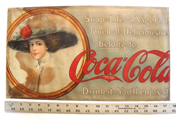 Vintage 1909 COCA-COLA TROLLEY SIGN Cardboard Original