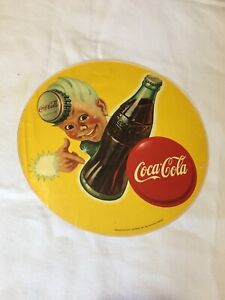 1947 Coca Cola Sprite Boy Round Unused Decal Transfer 10.5” Cracks Look!