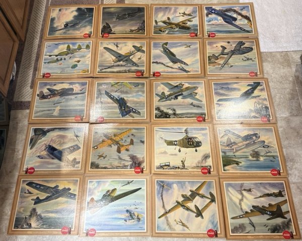 VINTAGE 1943 COCA-COLA - WORLD WAR 2 AIRPLANE SIGN SET OF 20 COMPLETE SET