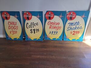 Rare! Vintage Coca Cola Diner Cardboard Signs-Atomic Colors- Starburst!