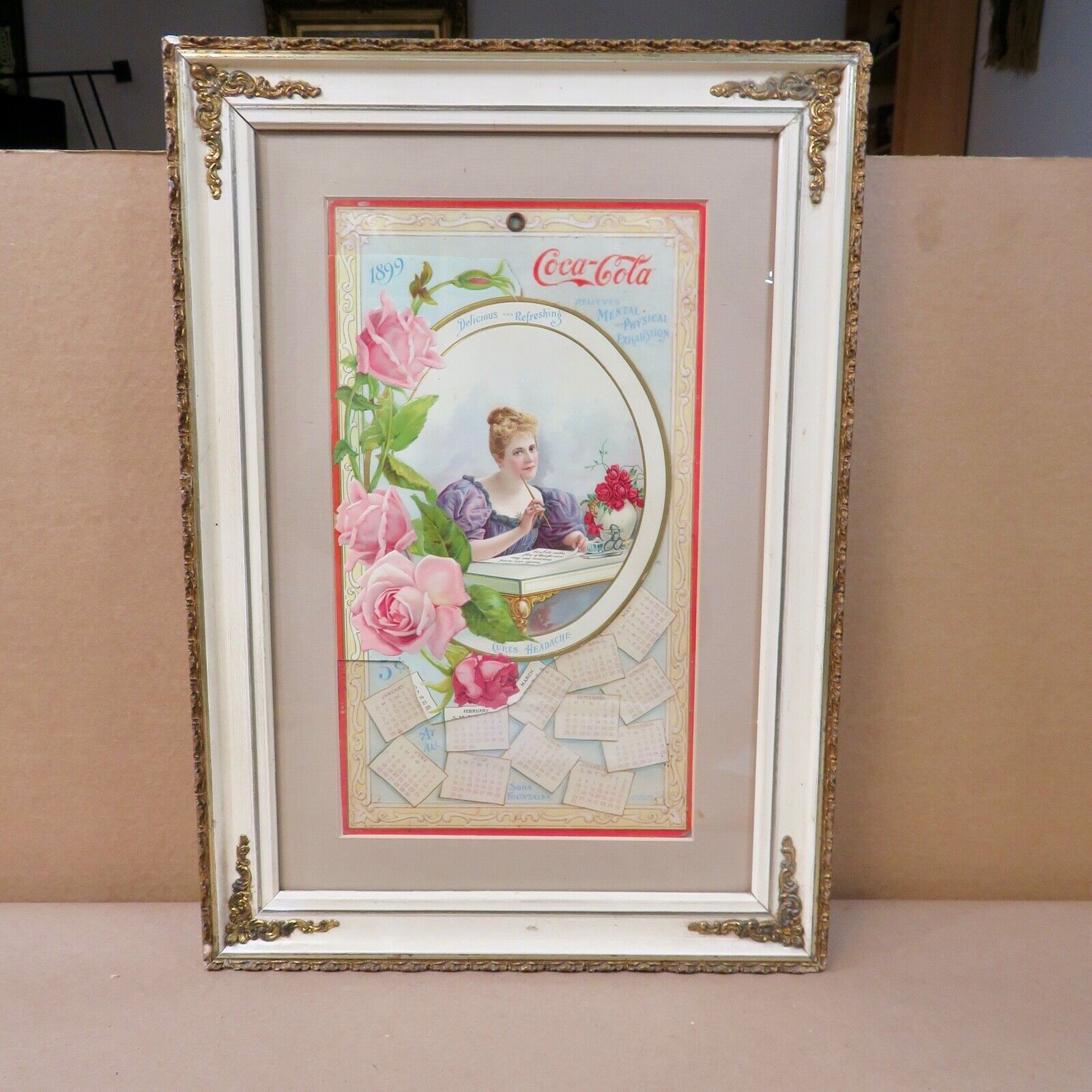 ORIGINAL 1899 COCA COLA CALENDAR FRAMED