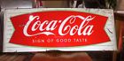 New Listingc. Original Vintage Coca Cola Sign Metal Fish Tail Design 1950's