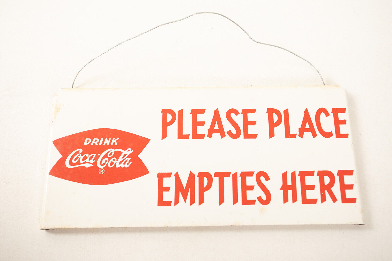 Coca Cola Please Place Empties Here Tin Sign (UB4/JSF6) Red on White 50s or 60s