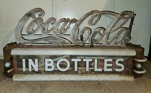 RARE ANTIQUE 1930s NEON COCA COLA IN BOTTLES SIGN NEEDS WORK 27" X 12.5" X 6"