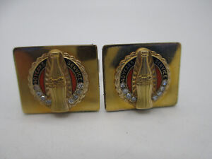 Coca-Cola 40 Year Service Reward Cuff Links 10K Gold Filled 16 Diamonds RARE