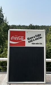 Vintage Coca Cola Metal Advertising Soda Chalkboard Menu Sign Coke Smile Life