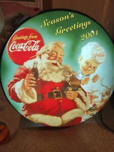 Coca-Cola Vintage 2001 Holiday Christmas Lighted 15" Sign Limited Edition.