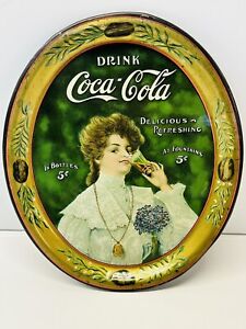 ANTIQUE 1905 COCA COLA TIN SERVING TRAY- ORIGINAL (GRADED AGS 90)