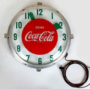 Coca-Cola Original Vtg Lighted Advertising 22" Wall Clock SUPERB/WORKS PERFECT!!