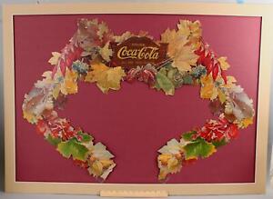 RARE Antique 1922 Coca Cola Diecut 93in Festoon Sign Autumn Leaves NO RESERVE