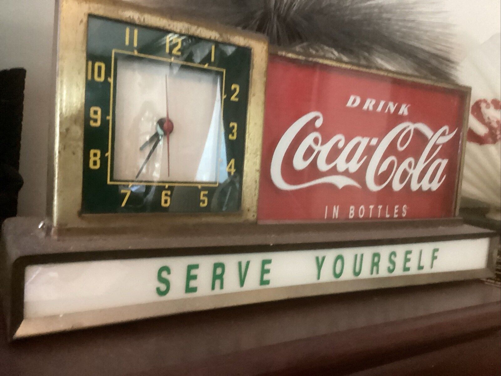 VERY RARE ANTIQUE AUTHENTIC COCA COLA LIGHTED FOUNTIAN SIGN WITH CLOCK NR
