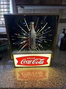 Vintage 60's Coca-Cola Starburst Motion Lighted Sign Price Brothers Coke Bottle