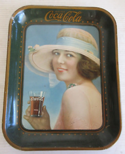 RARE VINTAGE ADVERTISING TRAY COCA-COLA 1921 "SUMMER GIRL"