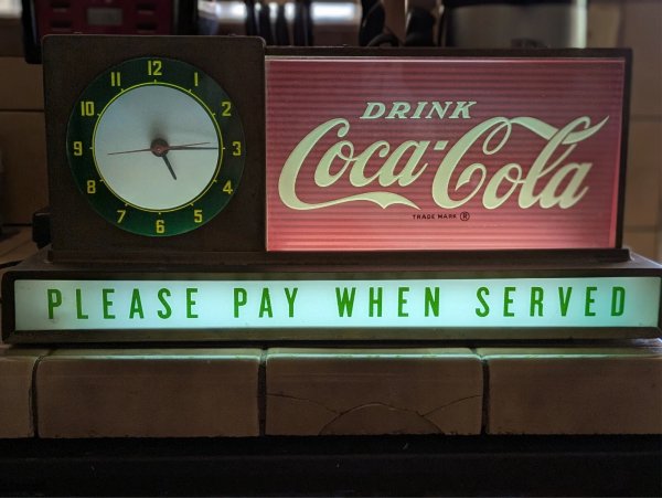 Coca Cola Bar/Counter Light & Clock
