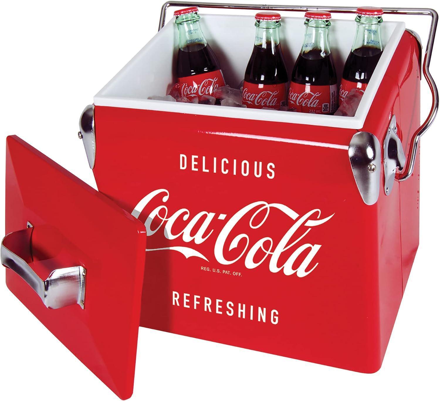 Coca-Cola Retro Ice Chest Cooler With Bottle Opener 13L (14 Qt), 18 Can Red And