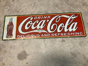 Original 1931 Coca Cola Christmas Bottle Tin Sign