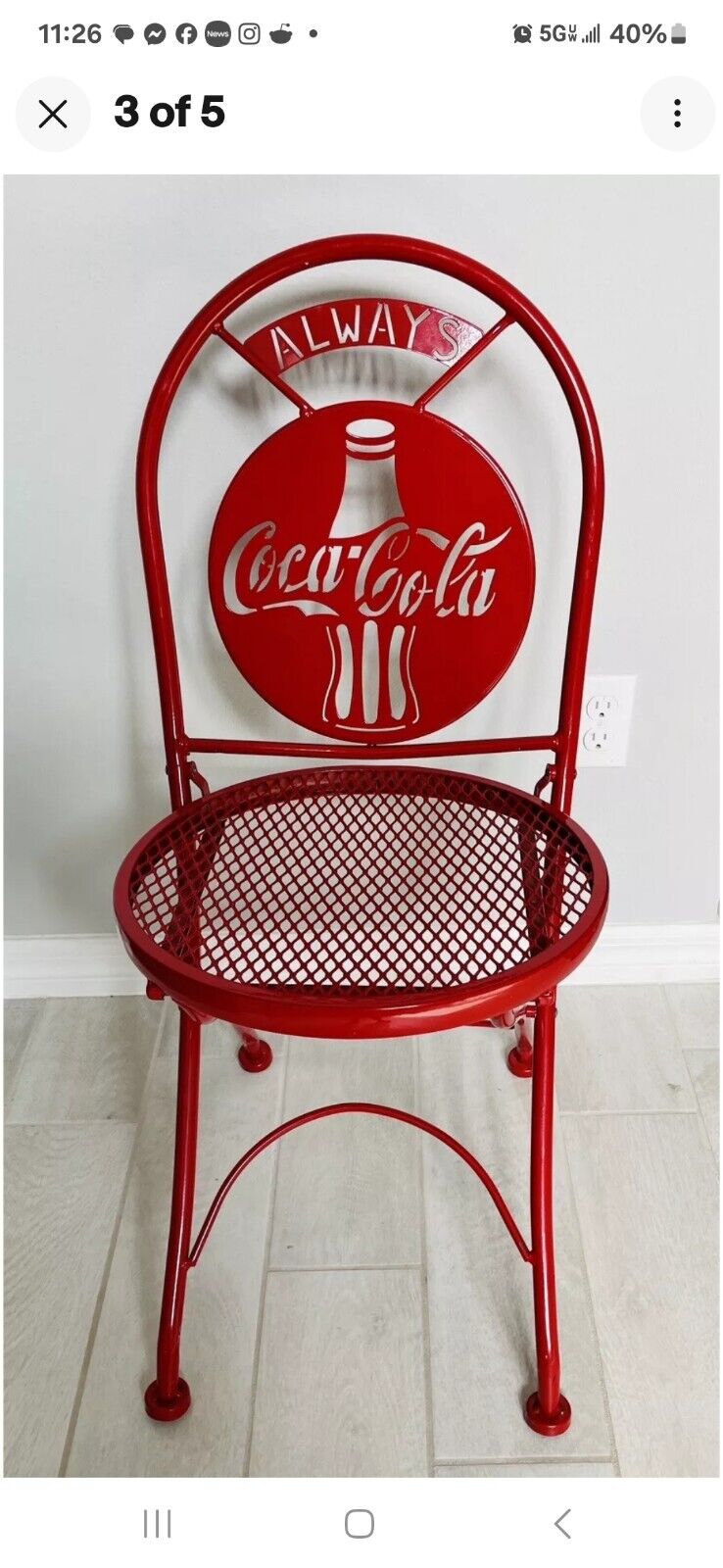 4 Vintage Metal Coca-Cola Chair Excellent Condition Folds Up Red Coke